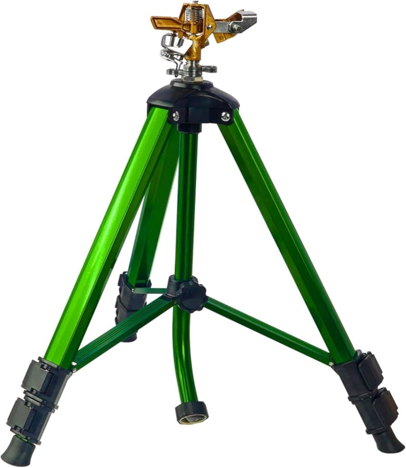 LIULO TOOL Impact Sprinkler on Tripod Base, Tripod Sprinklers with Brass Head, 360 Degree Large Area Irrigation with Extension Legs Flip Locks, Heavy Duty 3/4" Connector for Lawn Yard Garden - Image 1